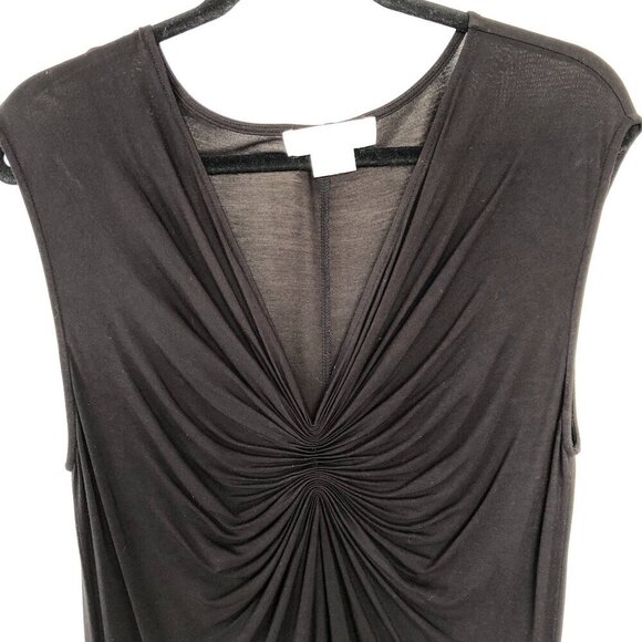 MICHAEL Michael Kors Sleeveless Center Front Ruched Rayon Black Midi Dress S/P - Picture 8 of 15
